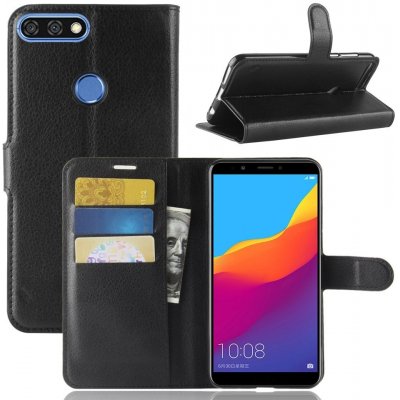 Litchi knížkové pouzdro na Huawei Y7 Prime (2018)/Honor 7C - černé – Sleviste.cz