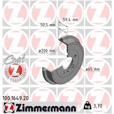 Brzdový buben ZIMMERMANN 100.1649.20 | Zboží Auto