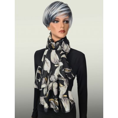 Classic Scarf šála květovaná bavlněná s viskózou pléd přes ramena černá – Zboží Mobilmania