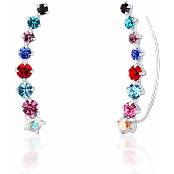 JwL Luxury Pearls slušivé podélné s barevnými krystaly JL0742