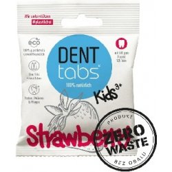 Denttabs přírodní dětská zubní pasta v tabletách s fluoridem jahoda Zero waste balení 10 000 ks