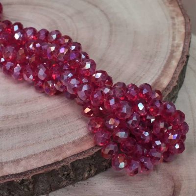 .Rondelky 8x6 mm - červené s AB tm. 10 ks – Zboží Dáma