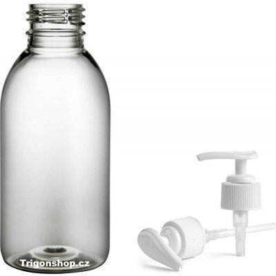 Tera Plastová lékovka čirá s bílým dávkovačem 150 ml PET, PE plastové lahvičky 150 ml