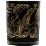 Černý svícen na čajovou svíčku s papoušky S - Ø 7*8cm – Zboží Mobilmania