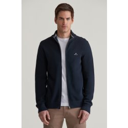 Gant Cotton Pique Zip Cardigan Evening Blue