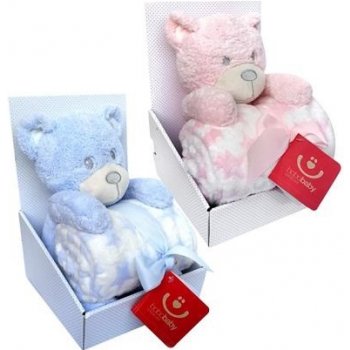Bobobaby Deka dětská a hračka medvídek růžový dárková sada modrý