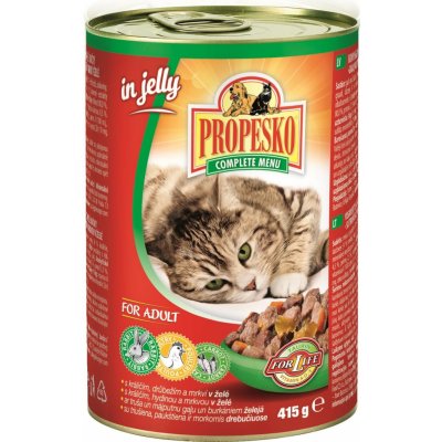 Propesko Cat králíčí a druběží s mrkví v želé kousky 415 g