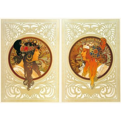 Trefl Alfons Mucha Brunetka a Blondýna Brunette and Blonde 2 x 1000 dílků