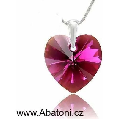 Swarovski Elements Stříbrný náhrdelník růžové srdce, srdíčko 32071.3