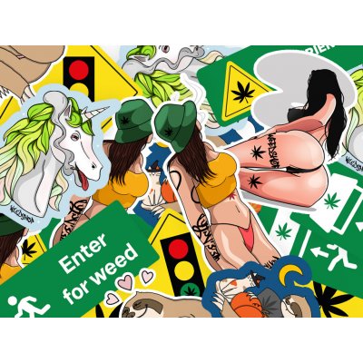 Výhodná sada samolepek 11 ks - weedshop – Zboží Dáma