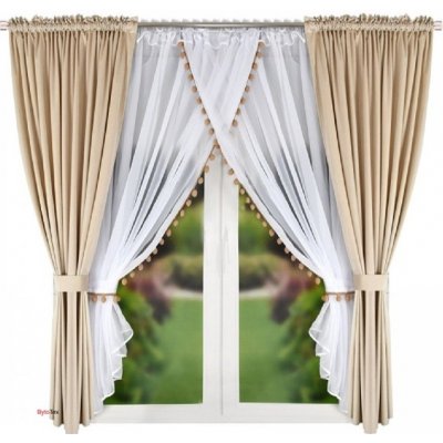 Fliying Sada záclon se sametovým závěsem L 625 béžová 400x155 cm – Hledejceny.cz