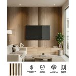 Dřevěné lamely na zeď - akustické panely 3D nástěnné obklady 270 x 60 cm - LINEO – Zboží Mobilmania