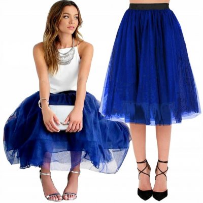 Fashionweek dlouhá tylová sukně MD782 modrá – Zboží Mobilmania