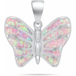 Brilio Silver stříbrný přívěsek Motýl s růžovým opálem PT136WP – Hledejceny.cz