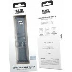 Karl Lagerfeld Apple Watch 4/5/6/7/SE 44/45mm stříbrný řemínek Saffiano Karl Heads KLAWLOKHG – Zboží Mobilmania