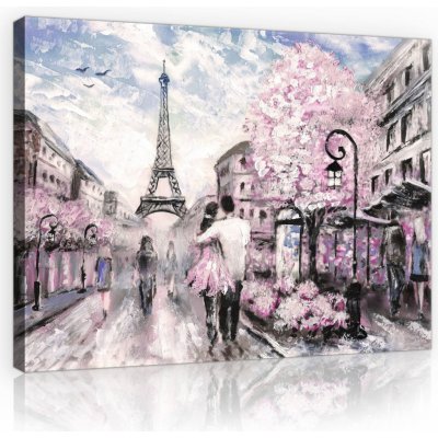 Postershop Obraz na plátně: Paříž (malovaná) - 80x60 cm – Zboží Mobilmania