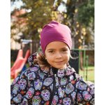 dětská čepice bavlněná oboustranná černá/cyklámen – Sleviste.cz