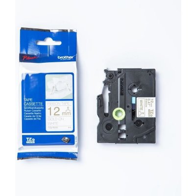 Páska Brother TZe-R234, zlatý tisk/bílý podklad, pruhovaná, originál – Hledejceny.cz