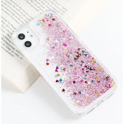 Heart liquid glitter hard kryt pro Apple iPhone 14 Pro Max Barva: Růžová – Zboží Živě