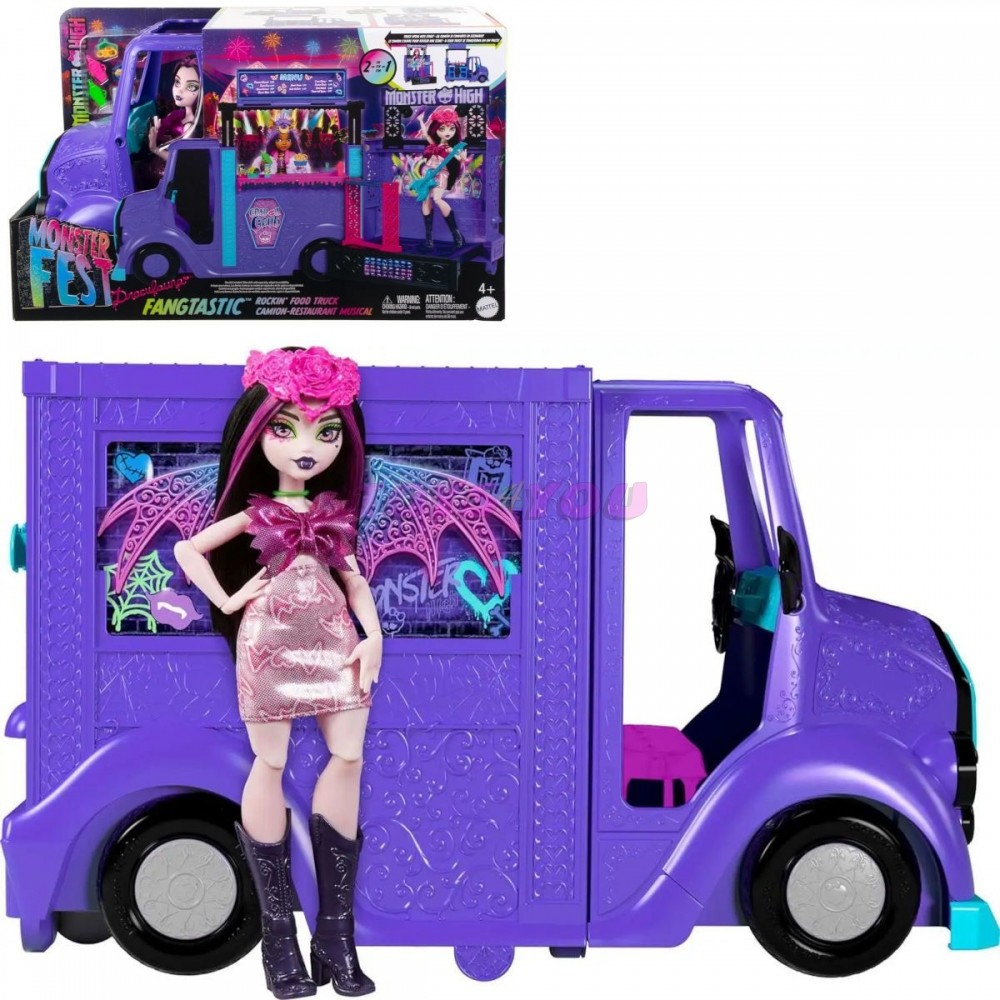 Mattel Monster High Draculaura a herní sada Fangtastic Food Truck HXH83