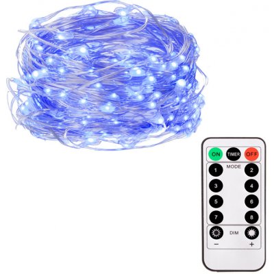 SPRINGOS LED řetěz Nano 10m 100LED 8-funkcí ovladač 3xAA IP44 modrá – Hledejceny.cz
