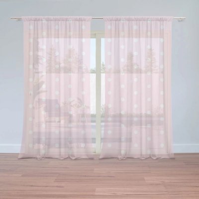 Záclony Bílé puntíky na růžové: 2 ks - 150x250 cm - Sablio – Hledejceny.cz