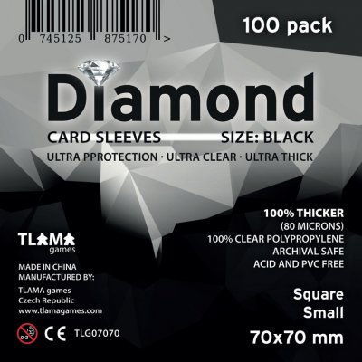 Tlama games Obaly na karty Diamond Black: Square Small (70x70 mm) – Zboží Živě