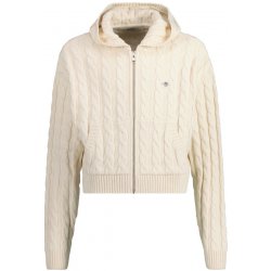 Gant Shield Cropped Cable Zip Hoodie bílá