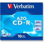 Verbatim CD-R 700MB 52x, Super AZO, jewel, 10ks (43327) – Zboží Živě