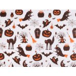 Bavlněná látka / plátno Halloween Varianta: (22268-3) bílá hnědá, Balení: 1 m – Hledejceny.cz