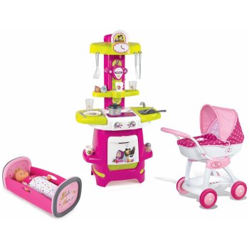 Smoby Set Hello Kitty hluboký 55 cm ručka kuchyňka Cook a panenka Baby Nurse se šatičky