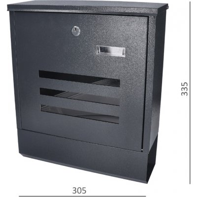 Poštovní schránka (305x335x96mm, hrúbka 0.6mm), max. formát listu: A4, antracitová – HobbyKompas.cz
