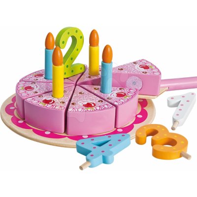 Eichhorn Cake dřevěný narozeninový dort na podnose se svíčkami a čísly