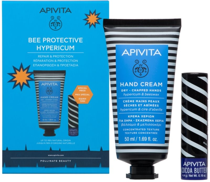 Apivita Bee Protective intenzivně hydratační krém na ruce 50 ml + ochranný balzám na rty SPF 20 4,4 g dárková sada
