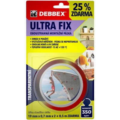 Debbex Ultra Fix Oboustranná páska 19 mm x 2,5 m – Sleviste.cz