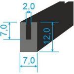 05381001 Pryžový profil tvaru "U", 12x7/2mm, 60°Sh, NBR, -40°C/+70°C, černý | Zboží Auto