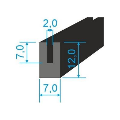 05381001 Pryžový profil tvaru "U", 12x7/2mm, 60°Sh, NBR, -40°C/+70°C, černý – Zbozi.Blesk.cz