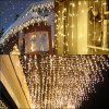 Vánoční osvětlení Yakimz 15m 400 LED Icicle Světla Vánoční světelný řetěz Světelná opona Strana IP44 Venkovní vnitřní teplá bílá