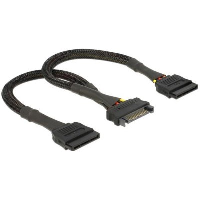 DeLock SATA napájecí kabel 15 pin samice > 2 x SATA 15 pin samec 25 cm – Hledejceny.cz