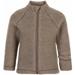 Mikk-Line dětská mikina na zip merino-fleece hnědá Melange Denver