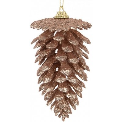 Vánoční měděná umělá třpytivá dekorace borová šiška - Ø 7*13 cm - Clayre & Eef – Zboží Dáma
