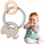 Bo Jungle B Rattle Rings Elephant Blue – Zboží Dáma
