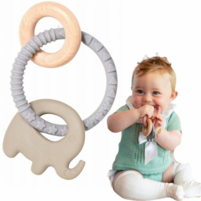 Bo Jungle B Rattle Rings Elephant Blue – Zboží Dáma