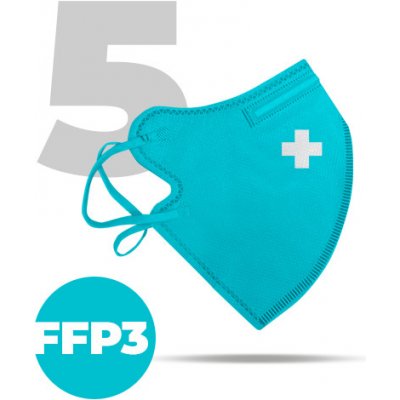Nanolab bezpečný nanorespirátor FFP3 modrý medi logo křížek 5 ks