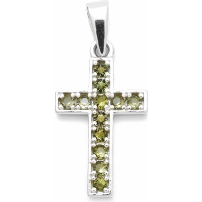 Aranys Stříbrný přívěsek křížek vltavín 12130 – Zboží Mobilmania
