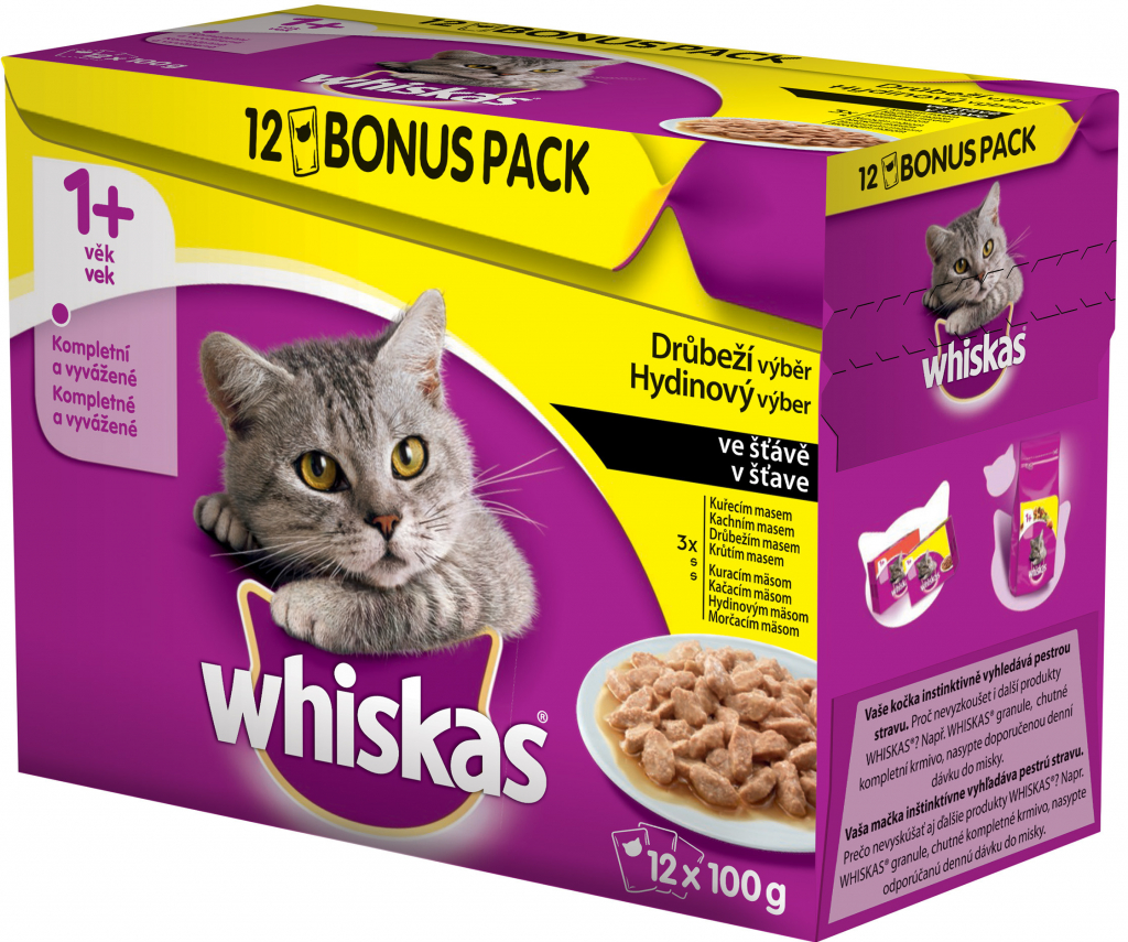 Whiskas Drůbeží výběr ve šťávě BONUS 12pack 1200 g