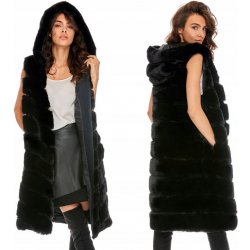 Fashionweek kožešinová vesta s kapuci Premium KARR02 černá