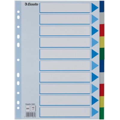 Barevné rozlišovače Esselte A4, plast, 10 dílů, mix barev – Zboží Živě
