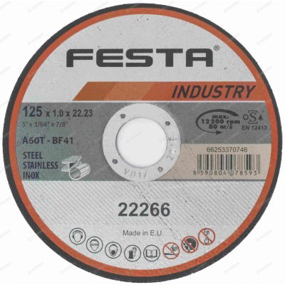 FESTA INDUSTRY kotúč rezný na kov 125x1x22,2 /nerez – Hledejceny.cz