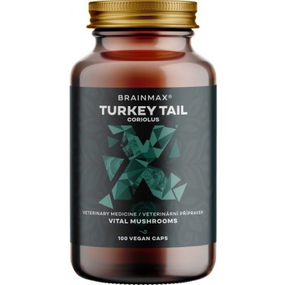 BrainMax Turkey Tail Coriolus extrakt, 50% koncentrace polysacharidů a 20 % β-1,3/1,6 D-glukanů, 500 mg, 100 rostlinných kap